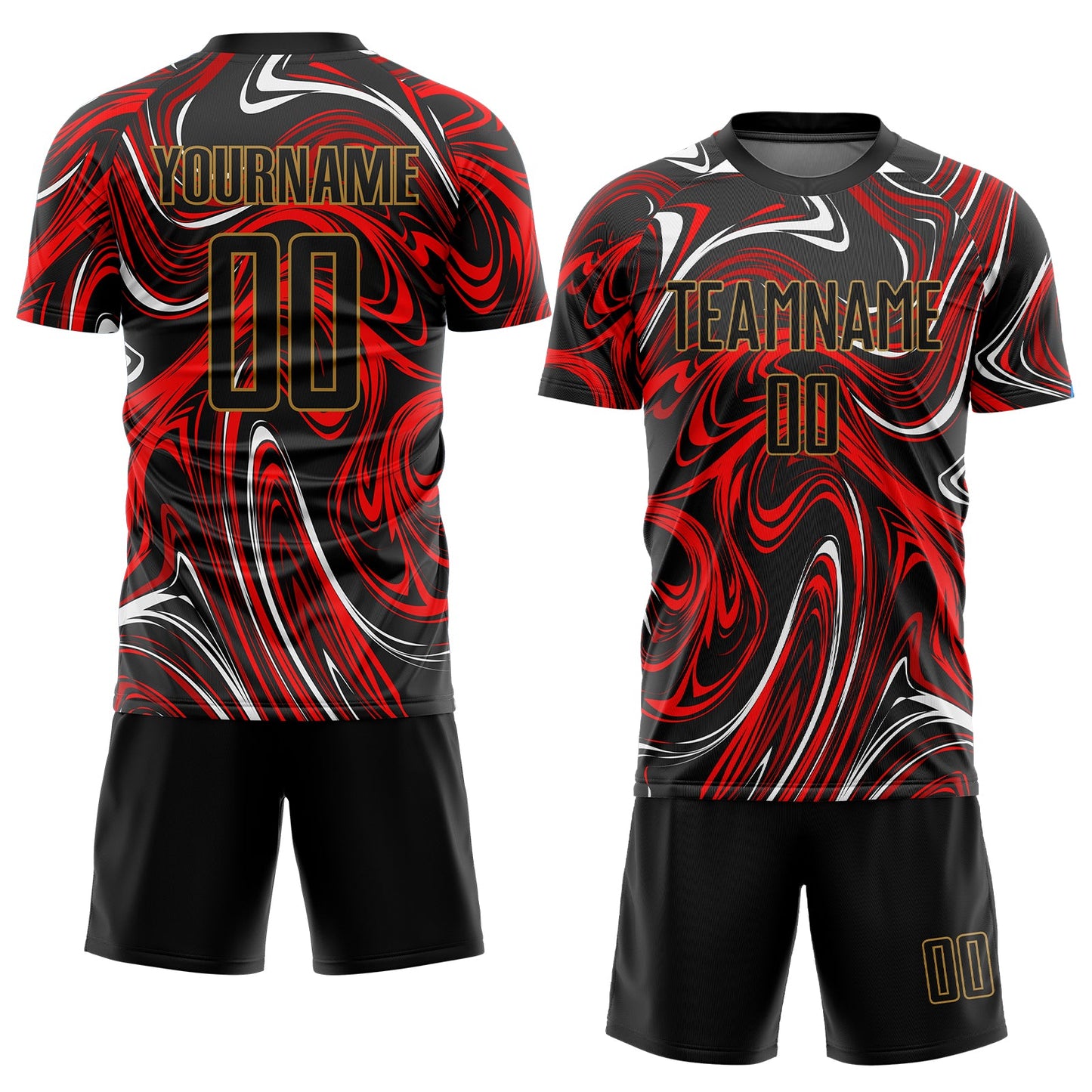 Custom Figure Black-Old Gold Sublimation Soccer Uniform Jersey - Sky-Custom