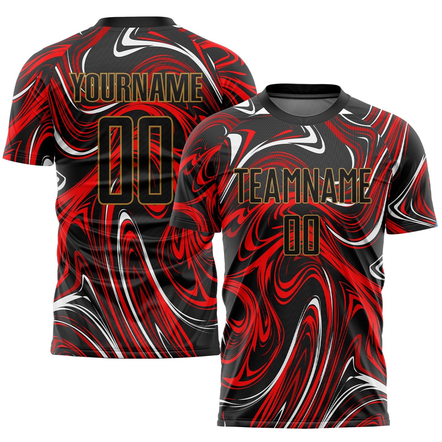 Custom Figure Black-Old Gold Sublimation Soccer Uniform Jersey - Sky-Custom