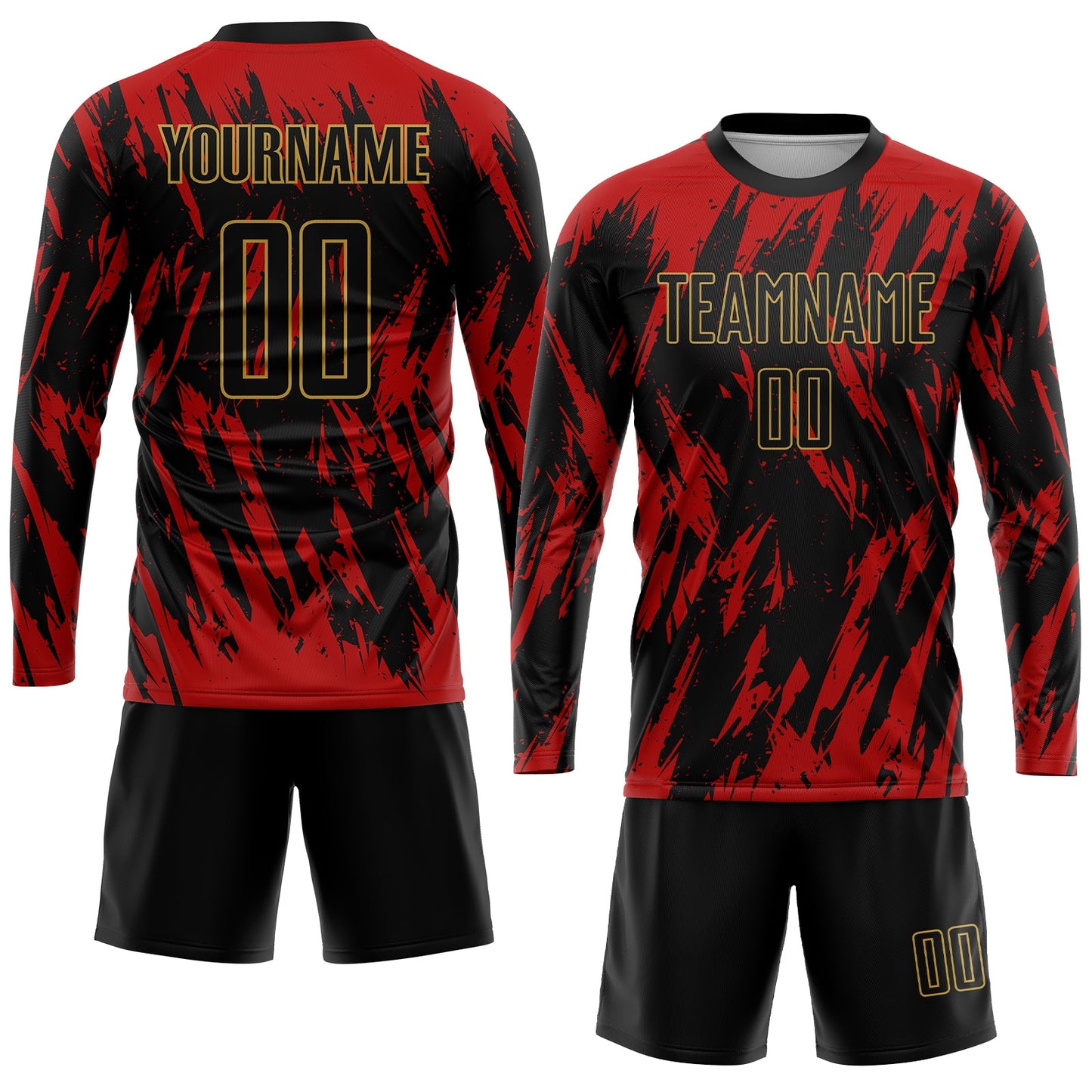 Custom Red Black-Old Gold Sublimation Soccer Uniform Jersey - Sky-Custom