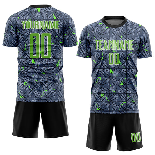 Custom Gray Neon Green-Black Sublimation Soccer Uniform Jersey - Sky-Custom