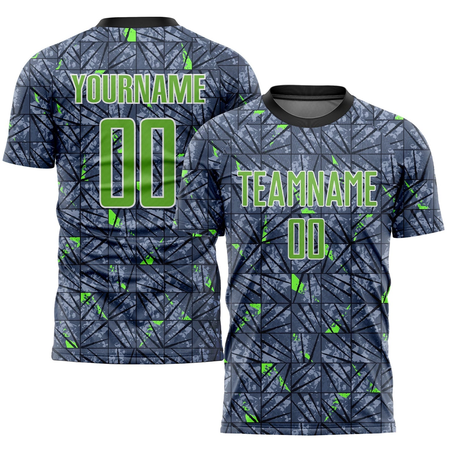 Custom Gray Neon Green-Black Sublimation Soccer Uniform Jersey - Sky-Custom