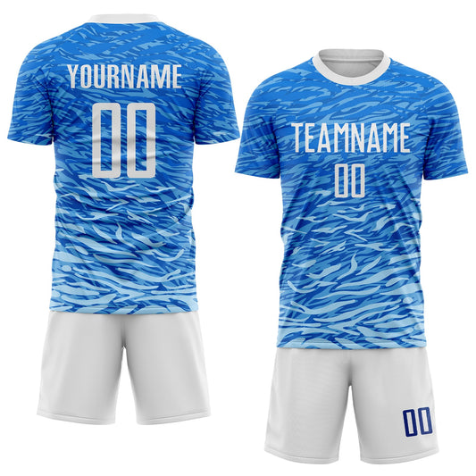 Custom Royal White Sublimation Soccer Uniform Jersey - Sky-Custom