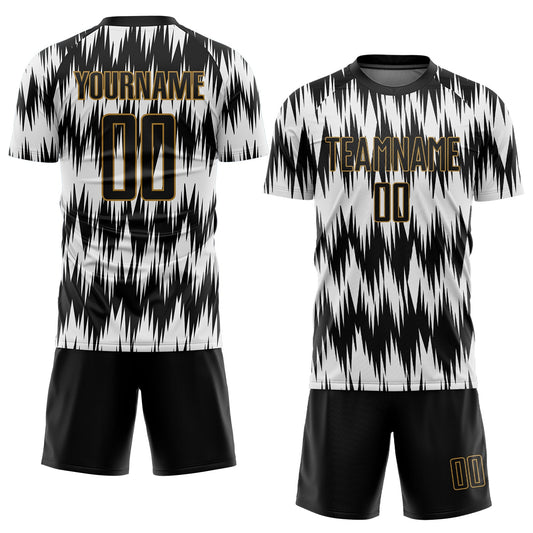 Custom White Black-Old Gold Sublimation Soccer Uniform Jersey - Sky-Custom