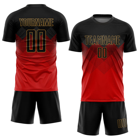 Custom Red Black-Old Gold Sublimation Soccer Uniform Jersey - Sky-Custom