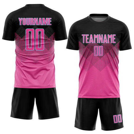 Custom Pink Black-LIght Blue Gradient Square Shape Sublimation Soccer Uniform Jersey - Sky-Custom