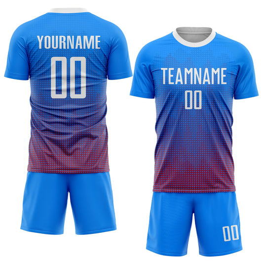 Custom Royal White-Red Sublimation Soccer Uniform Jersey - Sky-Custom