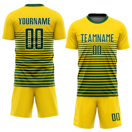 Custom Gold Green-White Sublimation Soccer Uniform Jersey - Sky-Custom