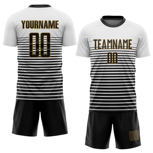 Custom White Black-Old Gold Sublimation Soccer Uniform Jersey - Sky-Custom