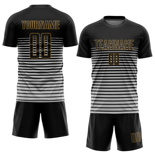 Custom Black Black-Old Gold Sublimation Soccer Uniform Jersey - Sky-Custom