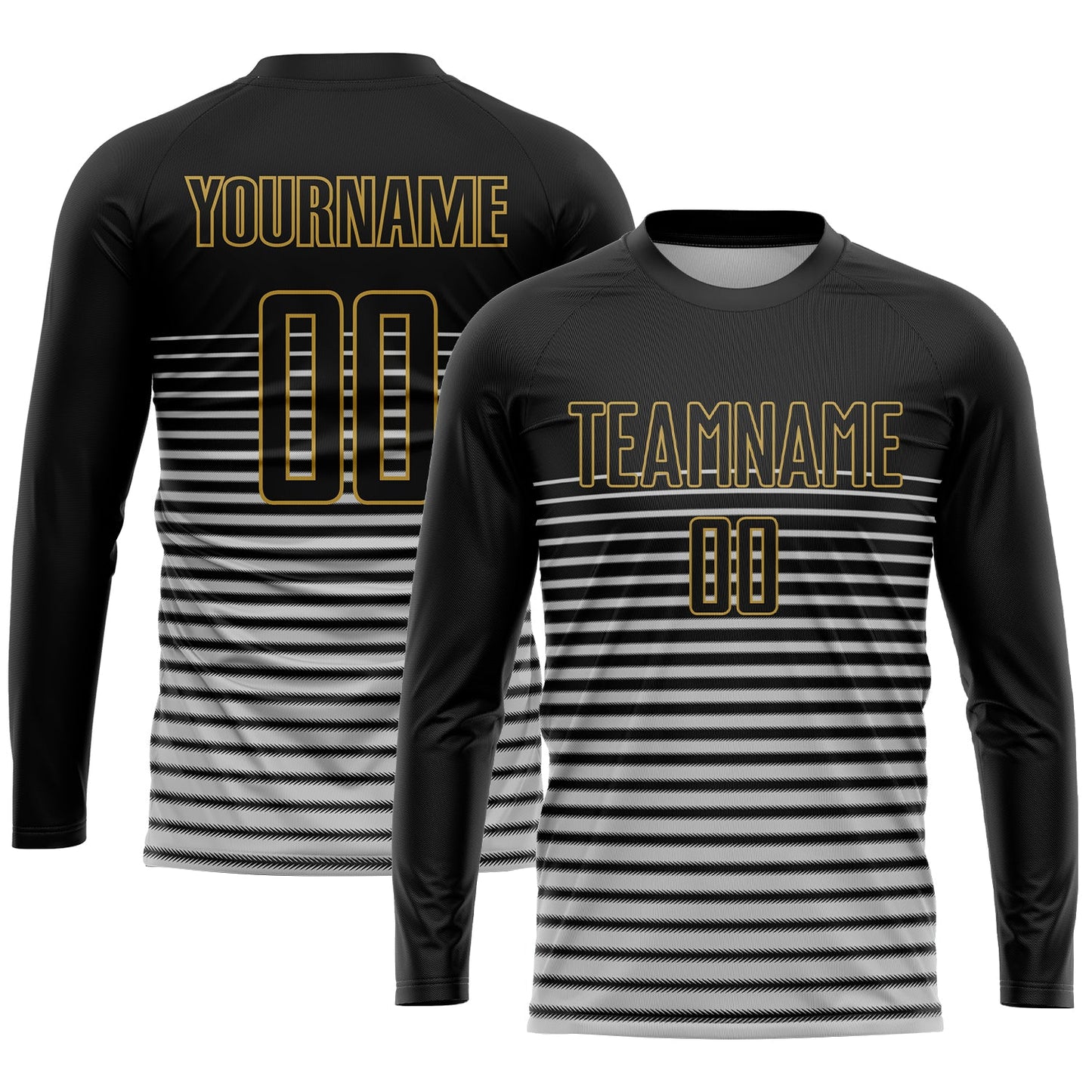 Custom Black Black-Old Gold Sublimation Soccer Uniform Jersey - Sky-Custom