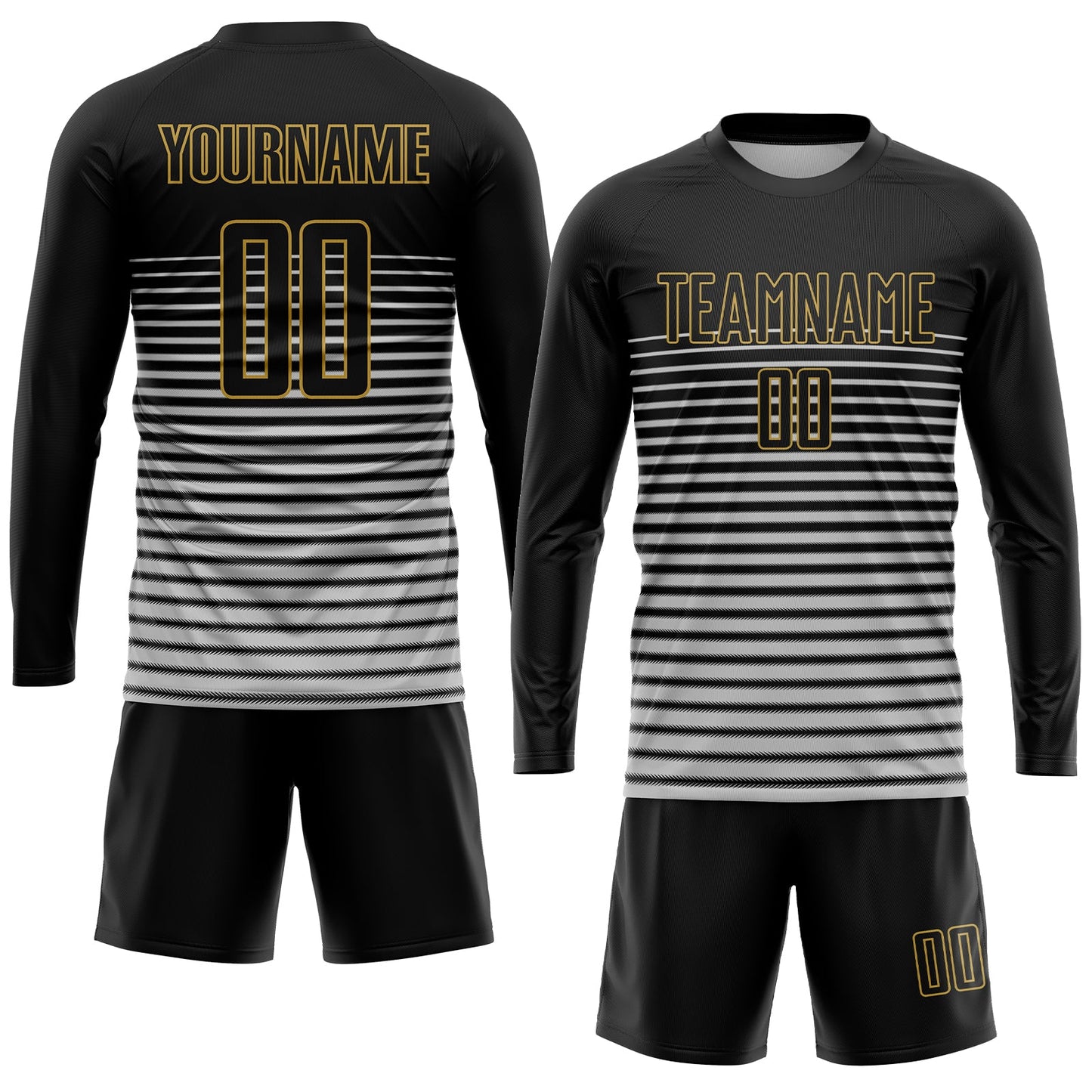 Custom Black Black-Old Gold Sublimation Soccer Uniform Jersey - Sky-Custom