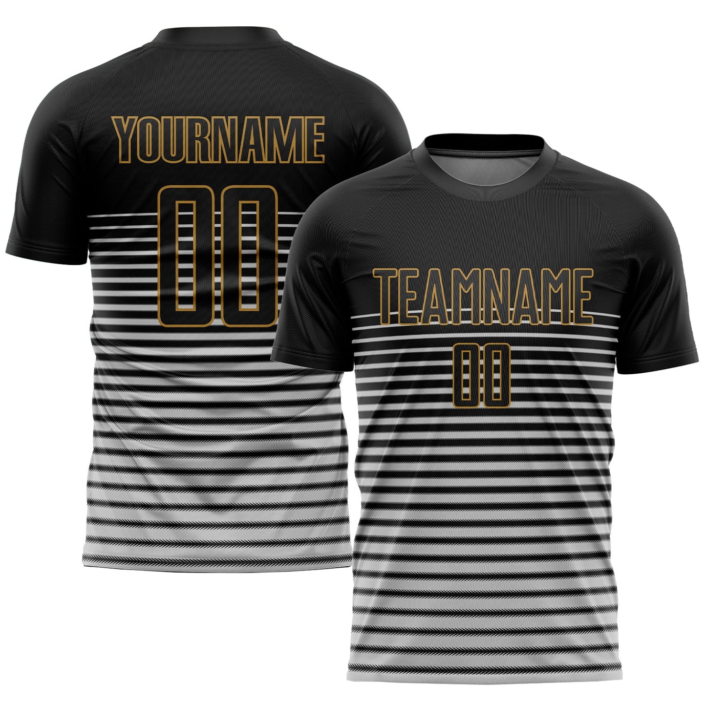 Custom Black Black-Old Gold Sublimation Soccer Uniform Jersey - Sky-Custom