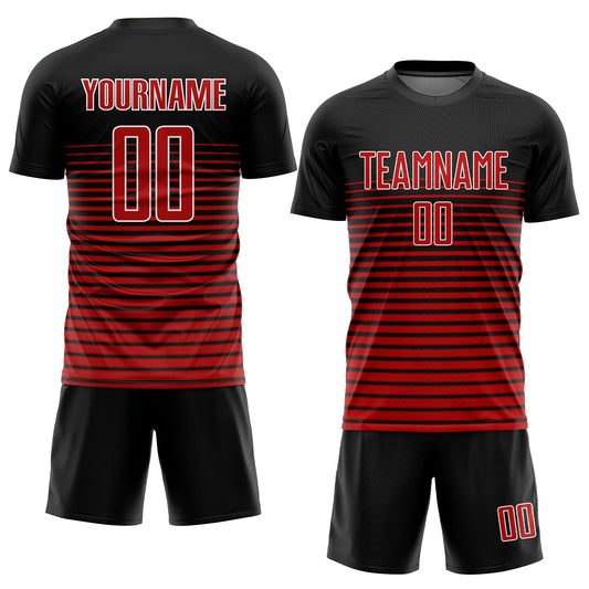 Custom Black Red-White Sublimation Soccer Uniform Jersey - Sky-Custom
