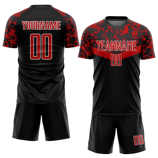 Custom Black Red-White Sublimation Soccer Uniform Jersey - Sky-Custom