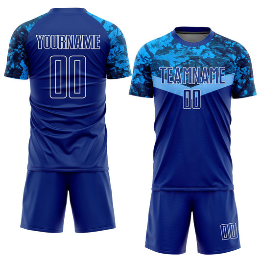 Custom Royal Royal-Light Blue Sublimation Soccer Uniform Jersey - Sky-Custom