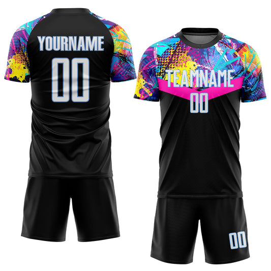 Custom Black White-Light Blue Sublimation Soccer Uniform Jersey - Sky-Custom