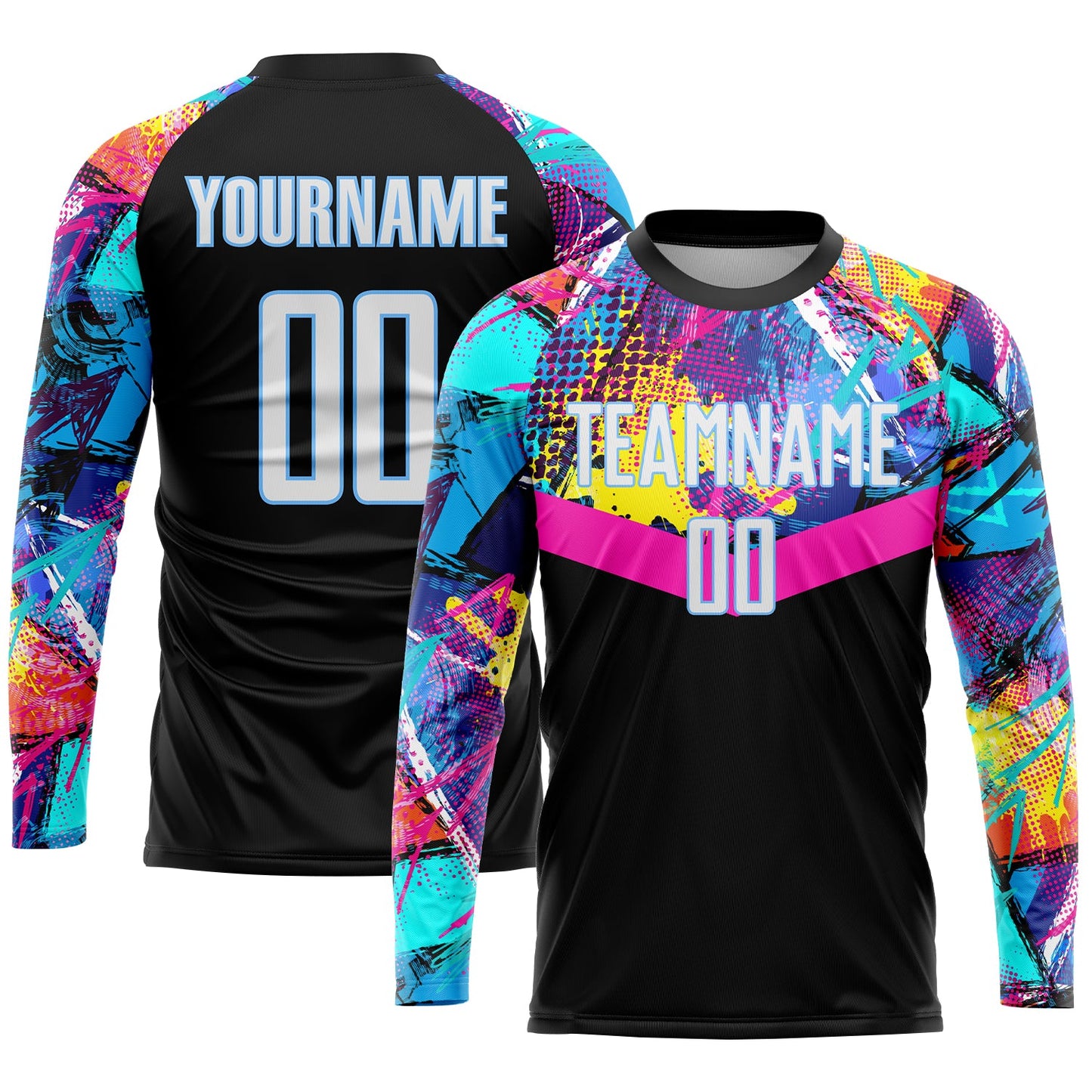 Custom Black White-Light Blue Sublimation Soccer Uniform Jersey - Sky-Custom