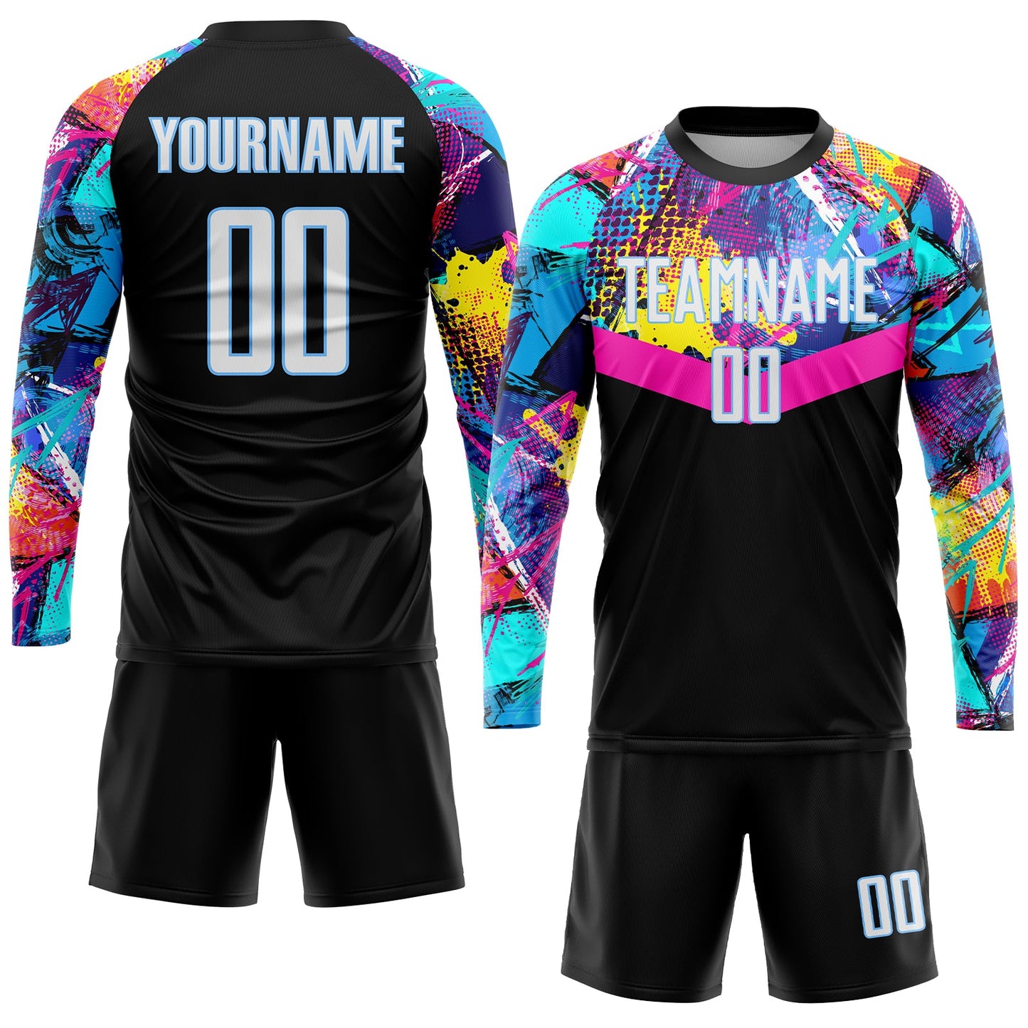 Custom Black White-Light Blue Sublimation Soccer Uniform Jersey - Sky-Custom
