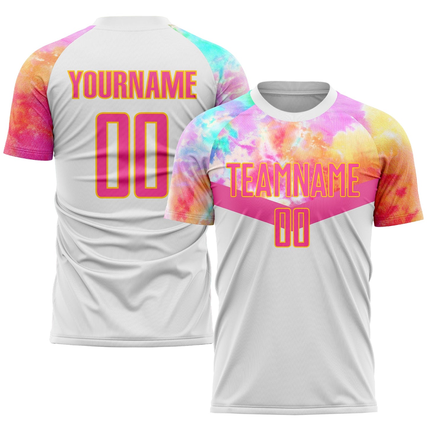 Custom White Pink-Gold Sublimation Soccer Uniform Jersey - Sky-Custom
