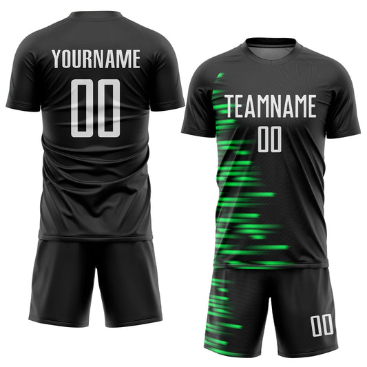 Custom Black White-Kelly Green Sublimation Soccer Uniform Jersey - Sky-Custom
