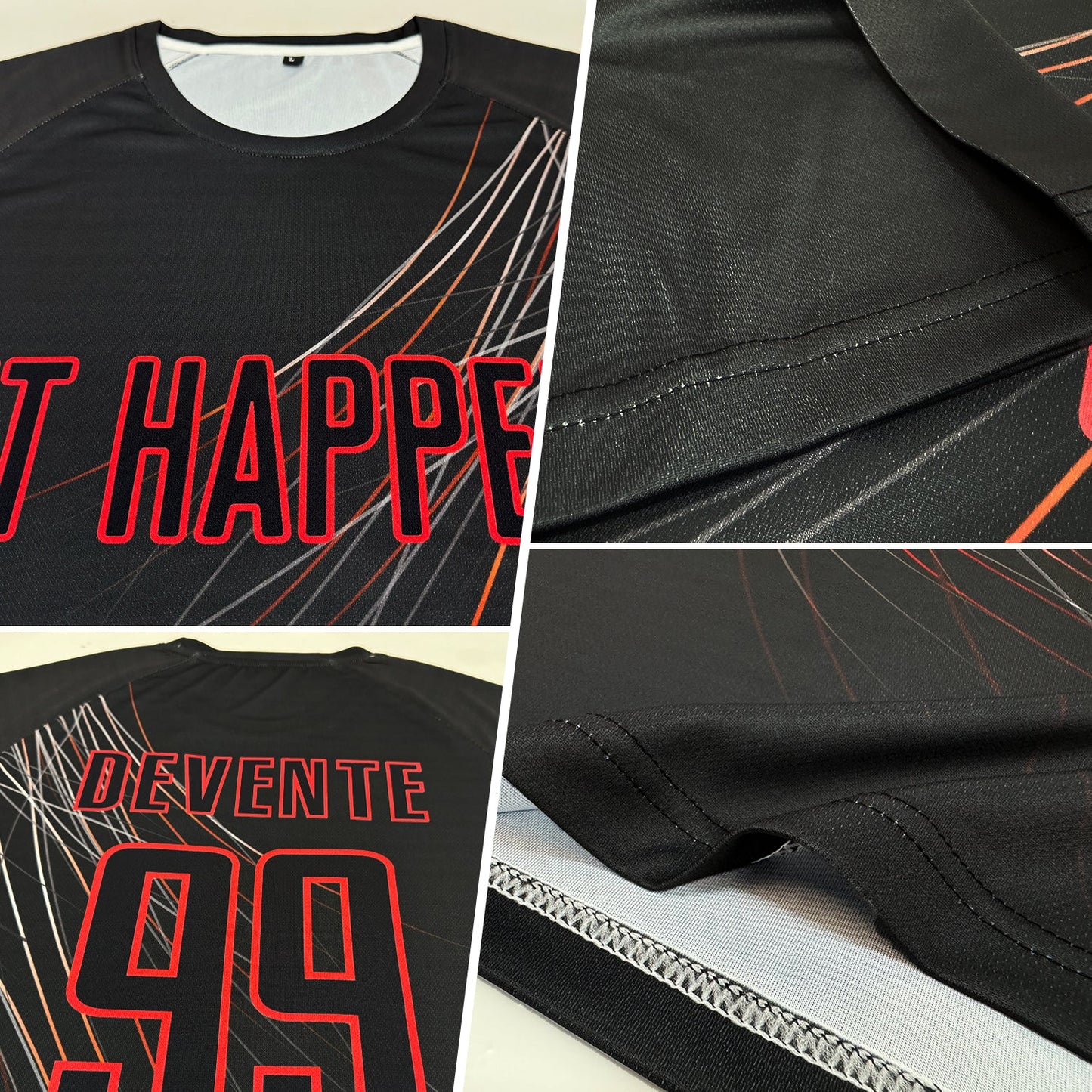 Custom Black Black-Red Sublimation Soccer Uniform Jersey - Sky-Custom