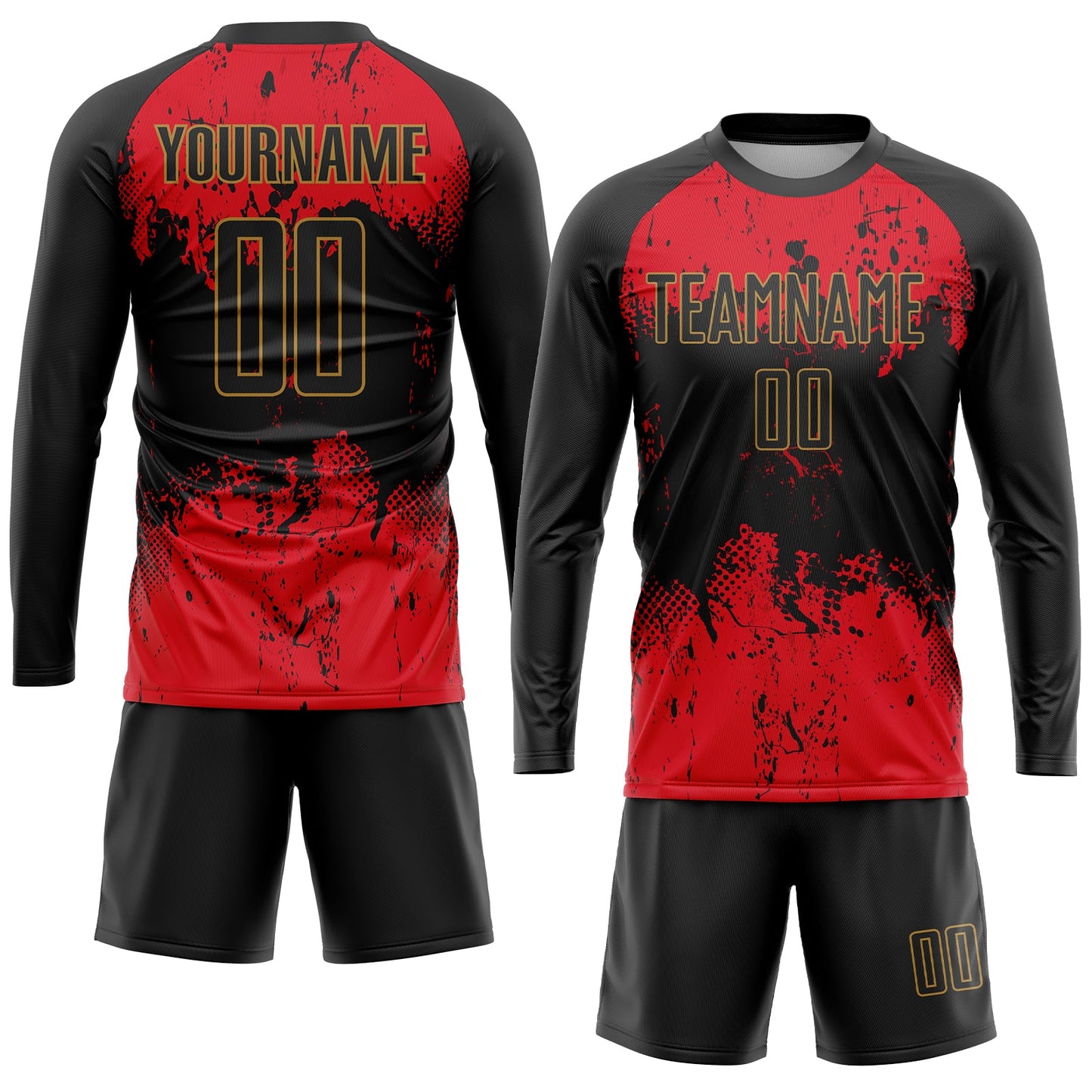 Custom Black Red-Gold Sublimation Soccer Uniform Jersey - Sky-Custom