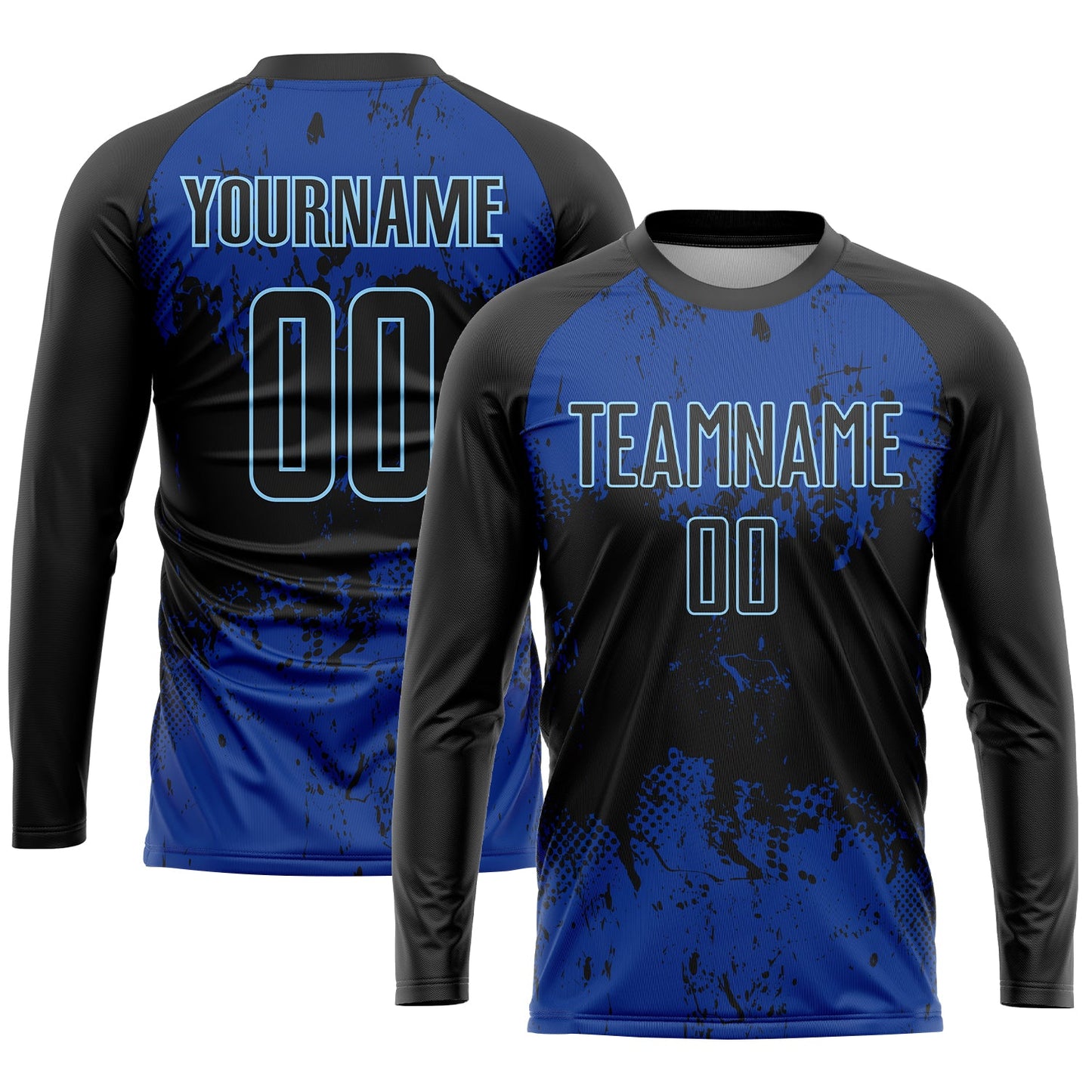 Custom Black Black-Royal Sublimation Soccer Uniform Jersey - Sky-Custom