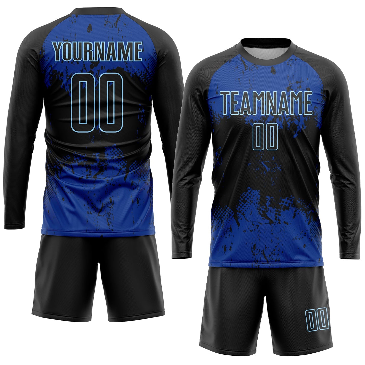 Custom Black Black-Royal Sublimation Soccer Uniform Jersey - Sky-Custom