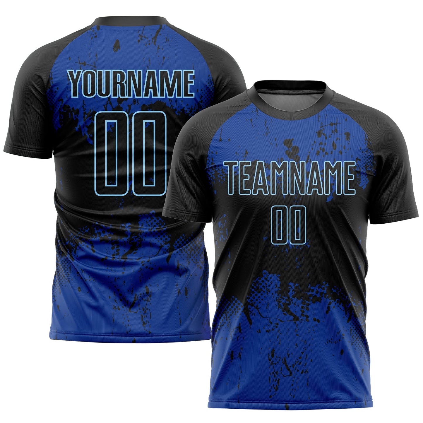 Custom Black Black-Royal Sublimation Soccer Uniform Jersey - Sky-Custom