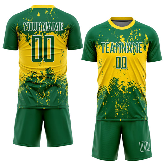 Custom Green Green-Gold Sublimation Soccer Uniform Jersey - Sky-Custom