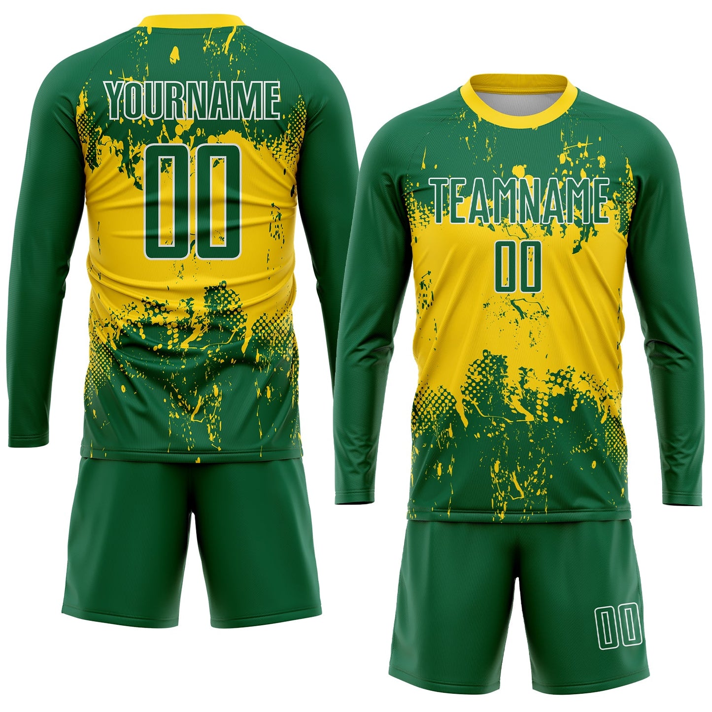 Custom Green Green-Gold Sublimation Soccer Uniform Jersey - Sky-Custom