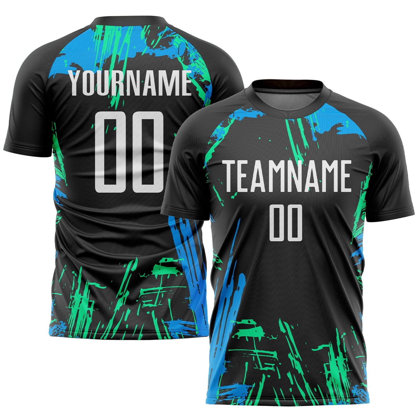 Custom Black White-Light Blue Sublimation Soccer Uniform Jersey - Sky-Custom