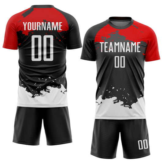 Custom Black White-Red Sublimation Soccer Uniform Jersey - Sky-Custom