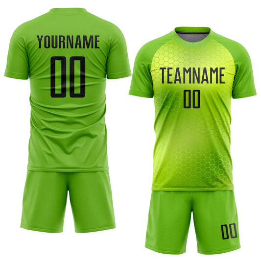 Custom Neon Green Black Sublimation Soccer Uniform Jersey - Sky-Custom