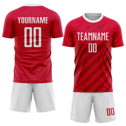 Custom Red White Sublimation Soccer Uniform Jersey - Sky-Custom