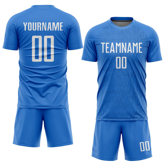Custom Light Blue White Sublimation Soccer Uniform Jersey - Sky-Custom