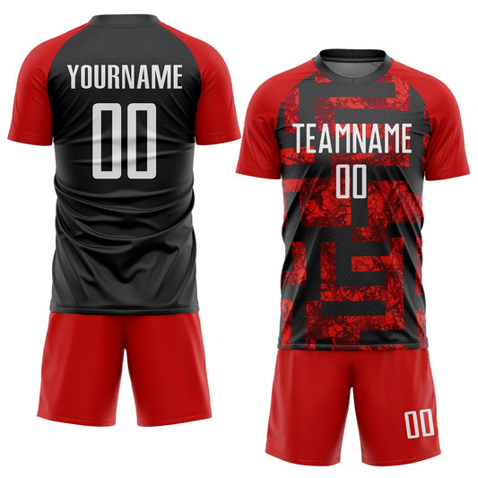 Custom Red White-Black Sublimation Soccer Uniform Jersey - Sky-Custom
