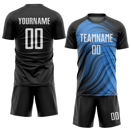Custom Light Blue White-Black Sublimation Soccer Uniform Jersey - Sky-Custom