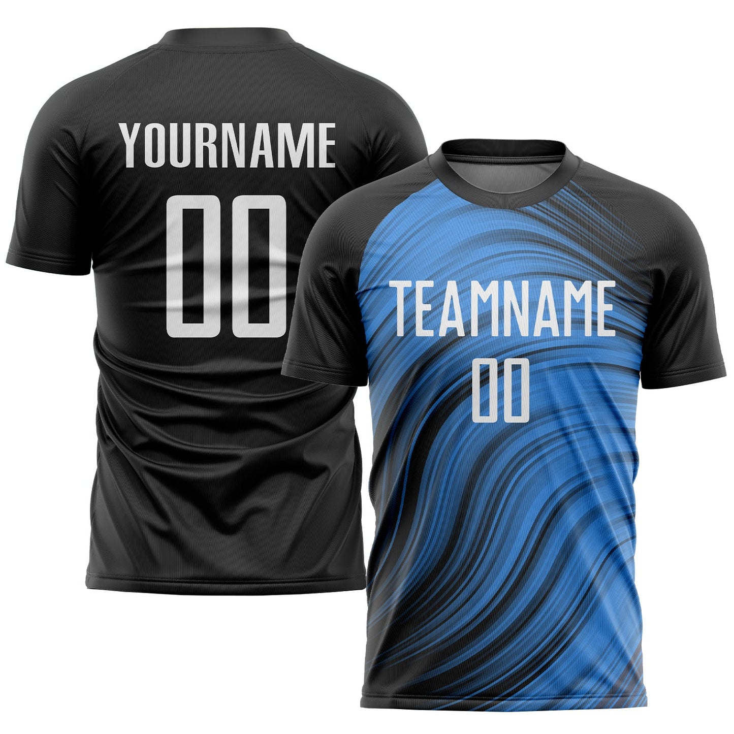 Custom Light Blue White-Black Sublimation Soccer Uniform Jersey - Sky-Custom