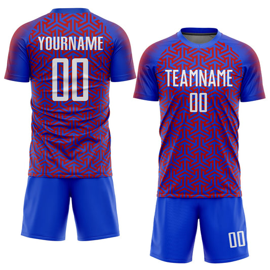 Custom Royal White-Red Sublimation Soccer Uniform Jersey - Sky-Custom