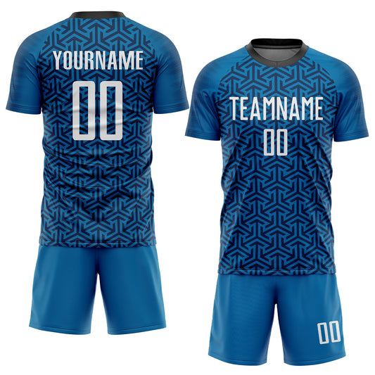 Custom Blue White-Black Sublimation Soccer Uniform Jersey - Sky-Custom