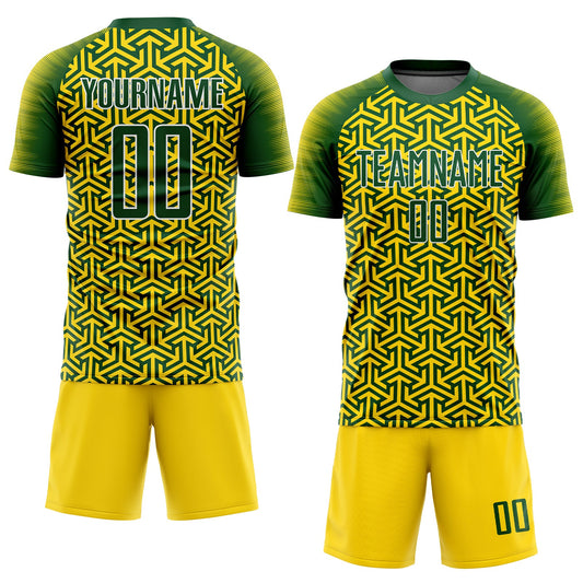Custom Gold Green-White Sublimation Soccer Uniform Jersey - Sky-Custom