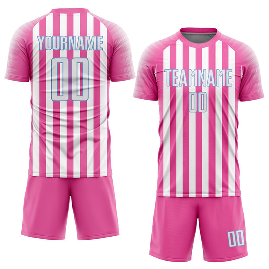 Custom Pink White-Light Blue Sublimation Soccer Uniform Jersey - Sky-Custom