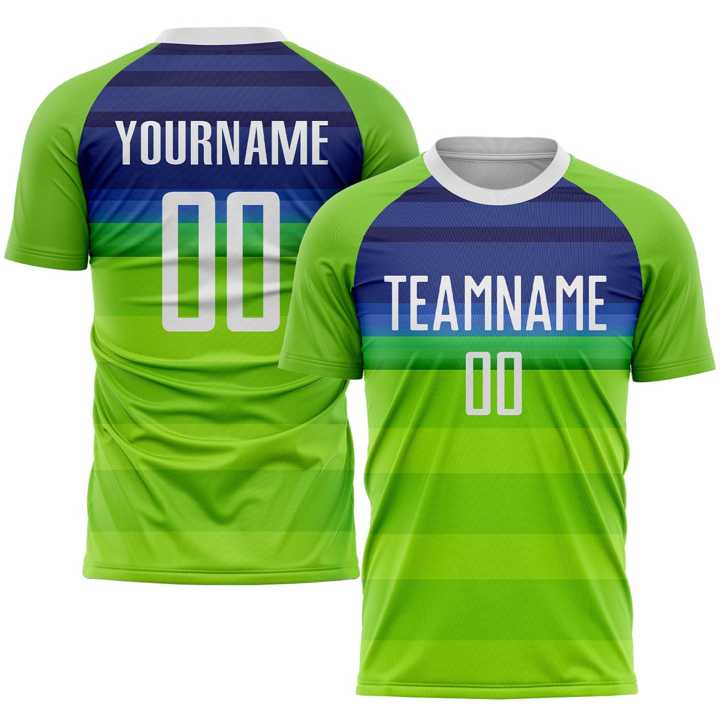 Custom Neon Green White-Royal Sublimation Soccer Uniform Jersey - Sky-Custom