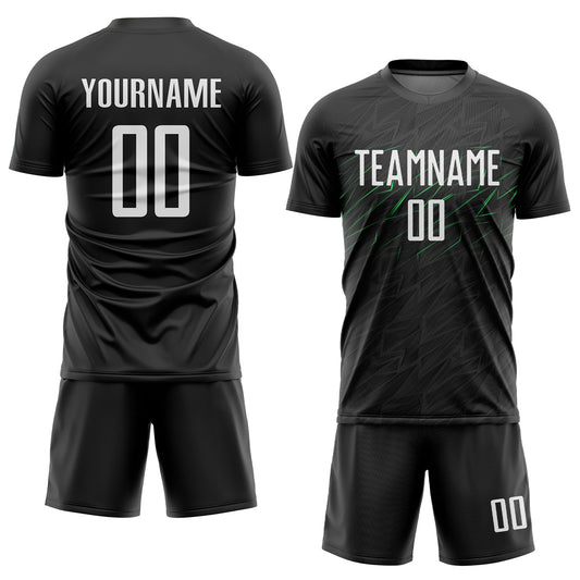 Custom Black White-Neon Green Sublimation Soccer Uniform Jersey - Sky-Custom
