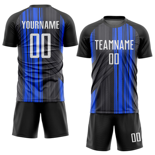 Custom Black White-Royal Sublimation Soccer Uniform Jersey - Sky-Custom