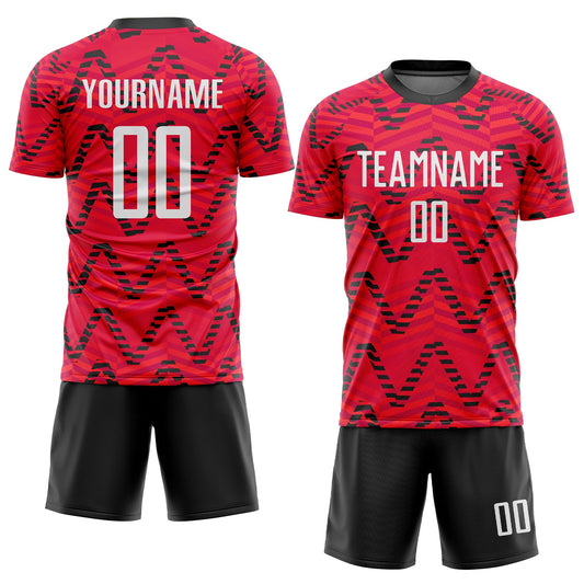 Custom Red White-Black Sublimation Soccer Uniform Jersey - Sky-Custom