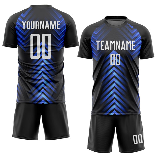 Custom Black White-Royal Sublimation Soccer Uniform Jersey - Sky-Custom