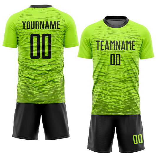 Custom Neon Green Black Sublimation Soccer Uniform Jersey - Sky-Custom