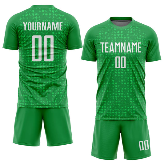 Custom Kelly Green White Sublimation Soccer Uniform Jersey - Sky-Custom
